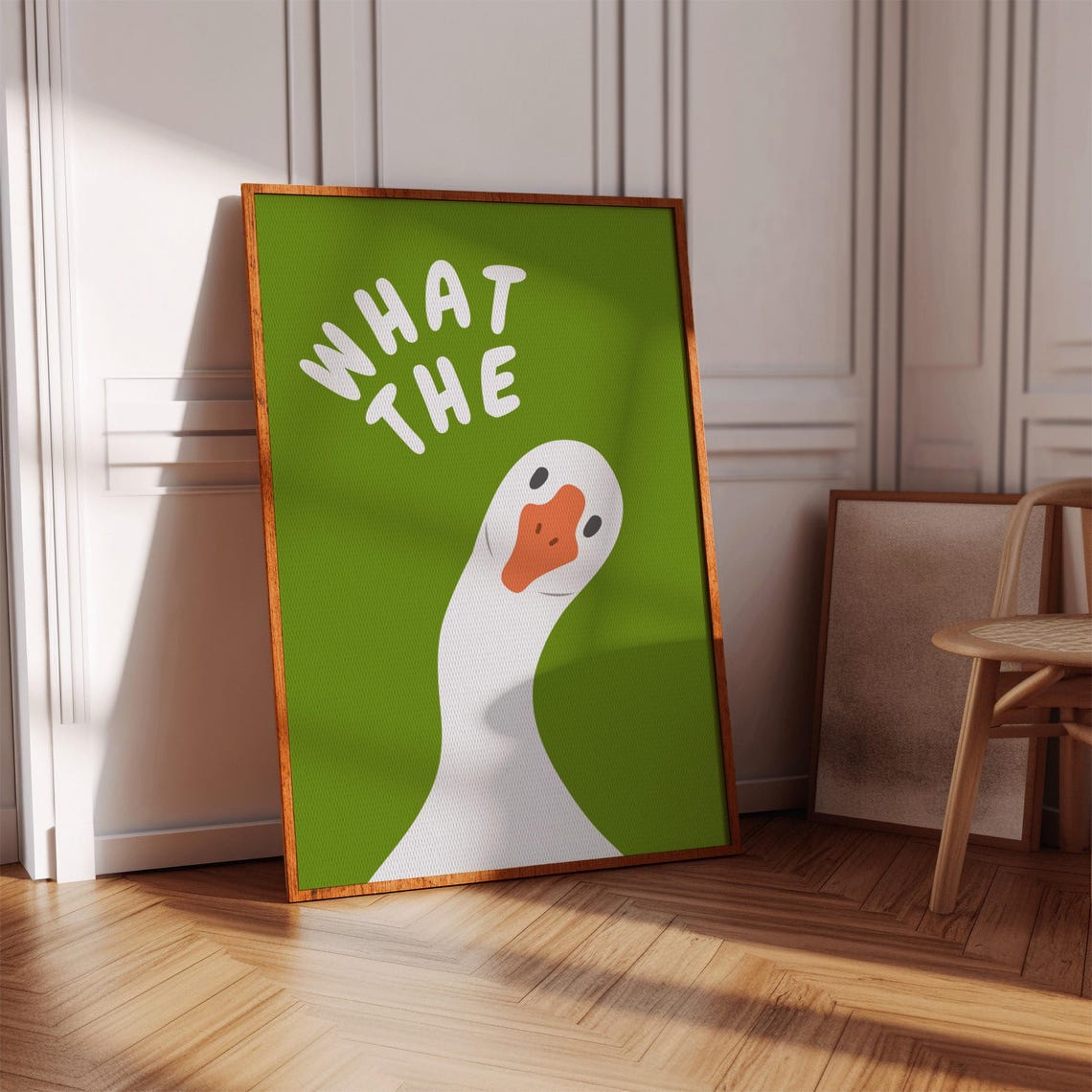 What The Funny Goose Looking Green Retro Wall Art for Bold Spaces