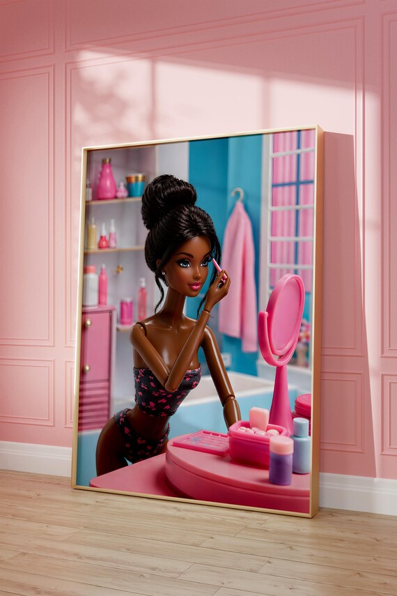 Chic Glam Fashion Doll Makeup Vanity Pink Beauty Decor Poster