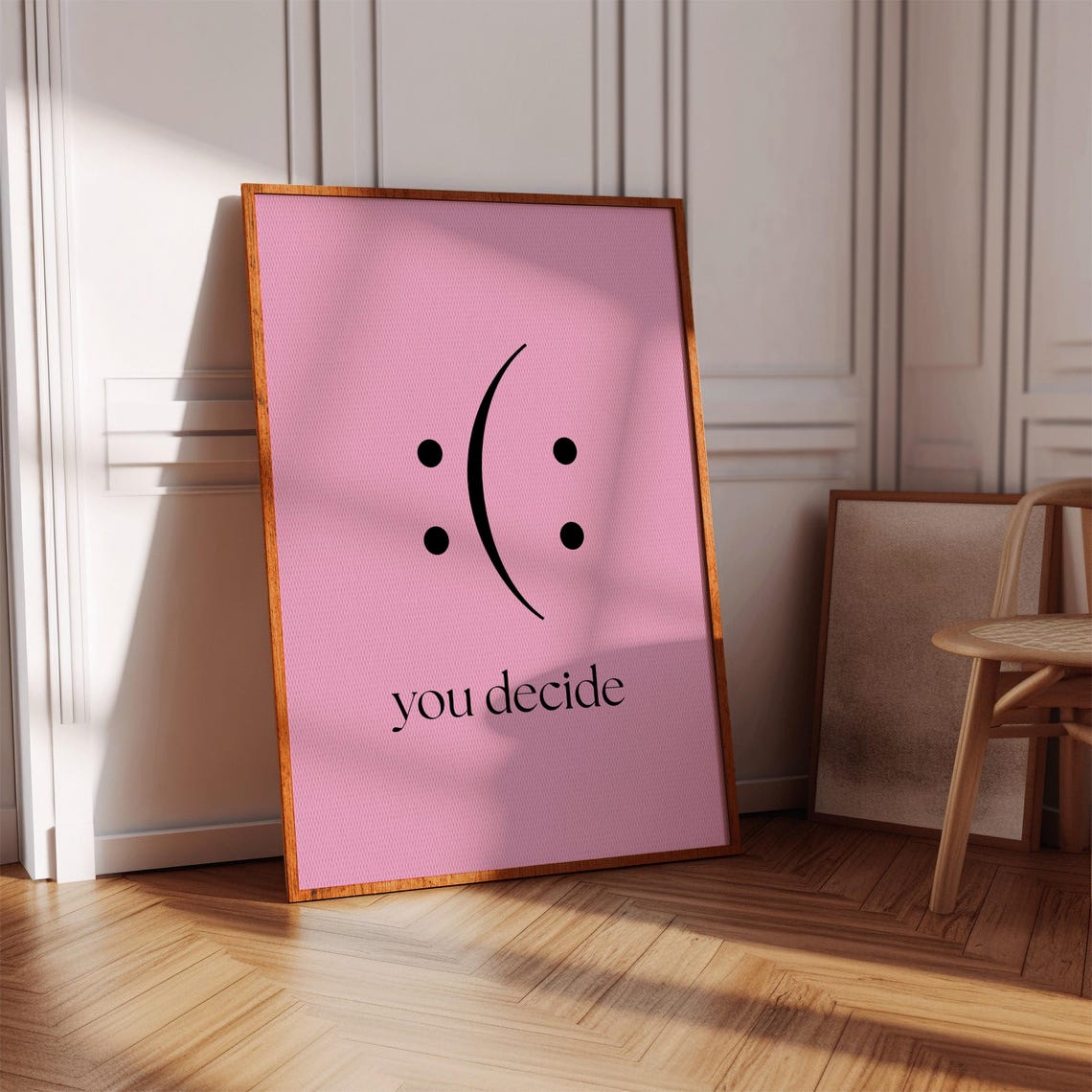 You Decide Pink Smile or Frown Optical Illusion Mindfulness Poster