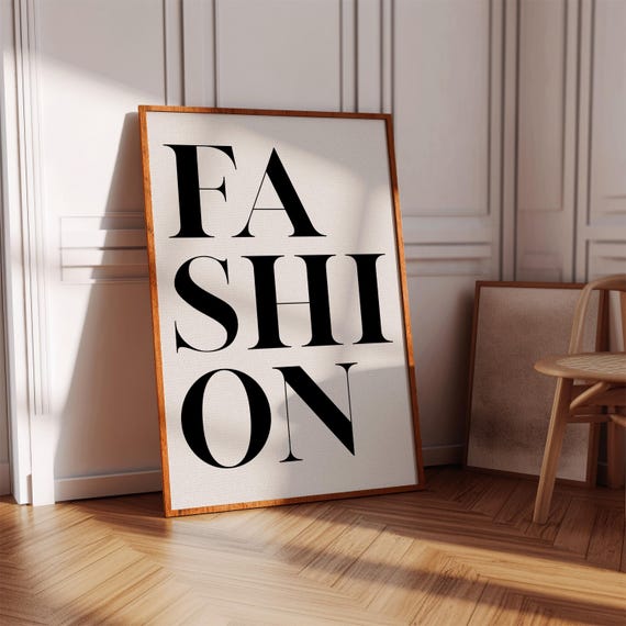 Fashion Wall Art Black And White Word Typography Poster Instant Print