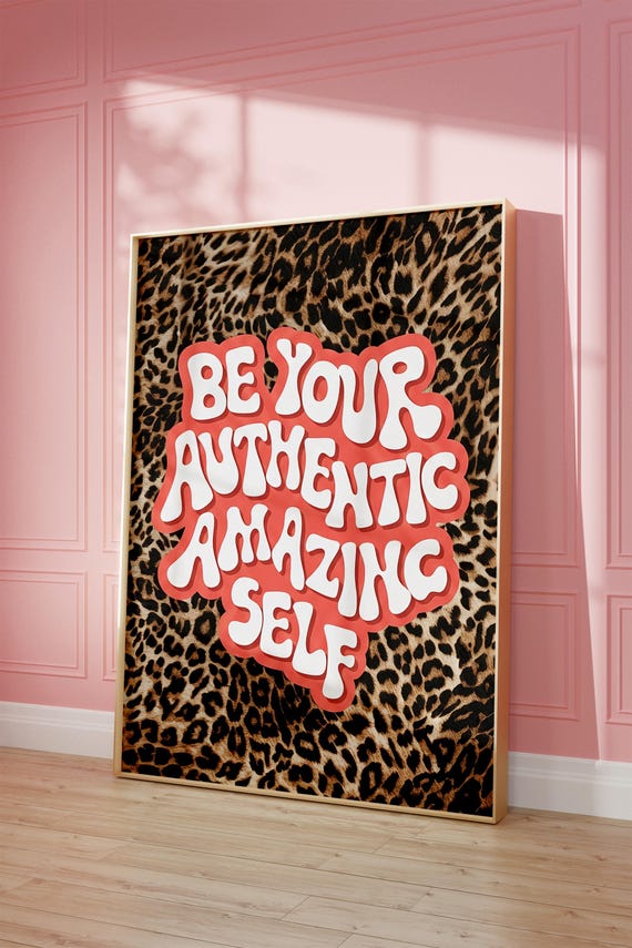Leopard Typography Poster Retro Self Love Wall Art Instant Print