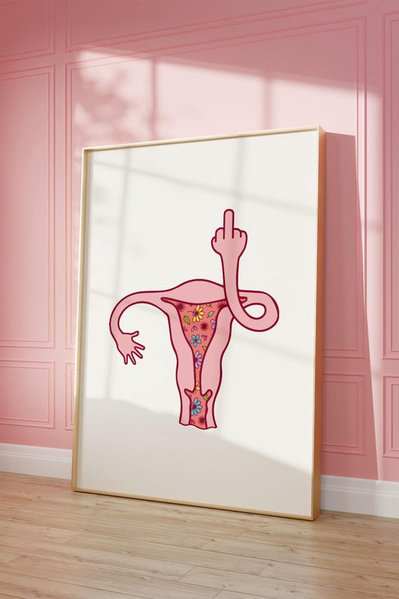 Pink Feminist Wall Art Funny Ovaries Poster Digital Download