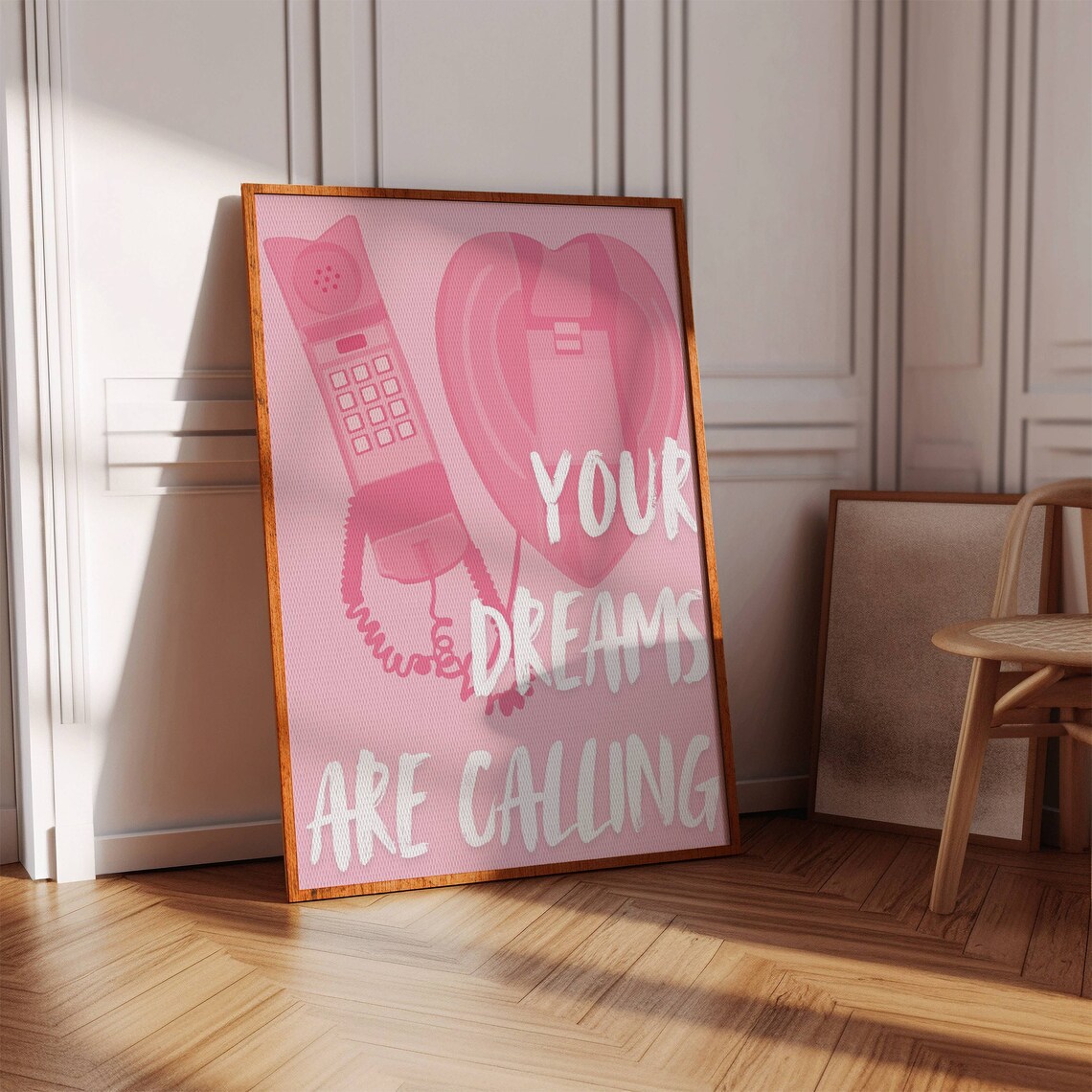 Pink Dreams Calling Poster, Girly Wall Art