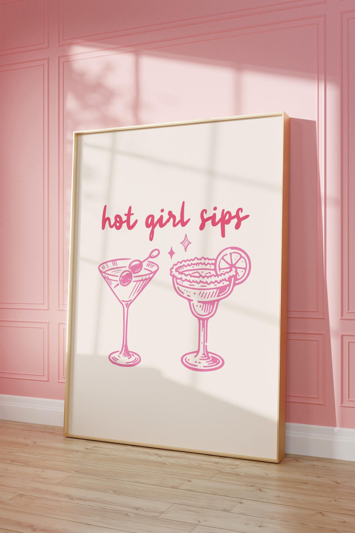 Hot Girl Sips Print Cocktail Wall Art Digital Download
