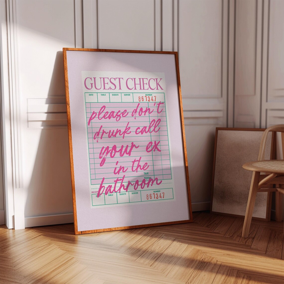 Pink Guest Check Funny Bathroom Art Print