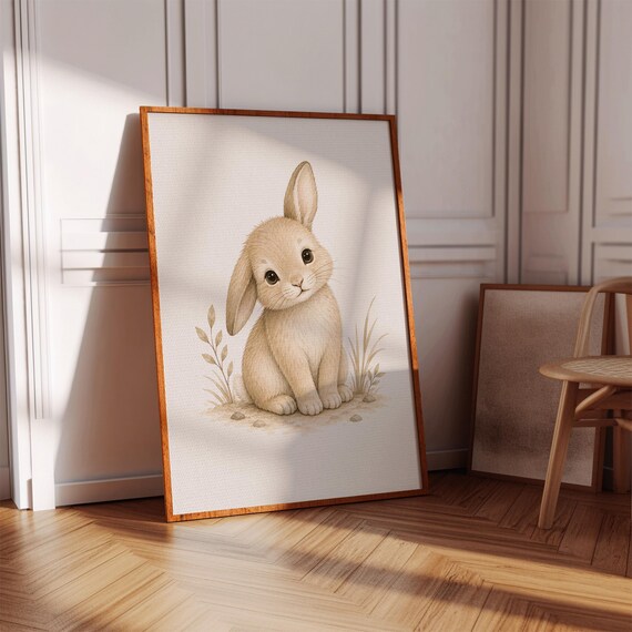 Baby Bunny Nursery Wall Art, Rabbit Room Decor