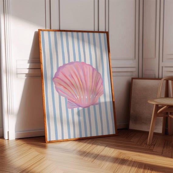Trendy Beach Shell Poster Girly Summer Room Decor Digital Download Jpgs
