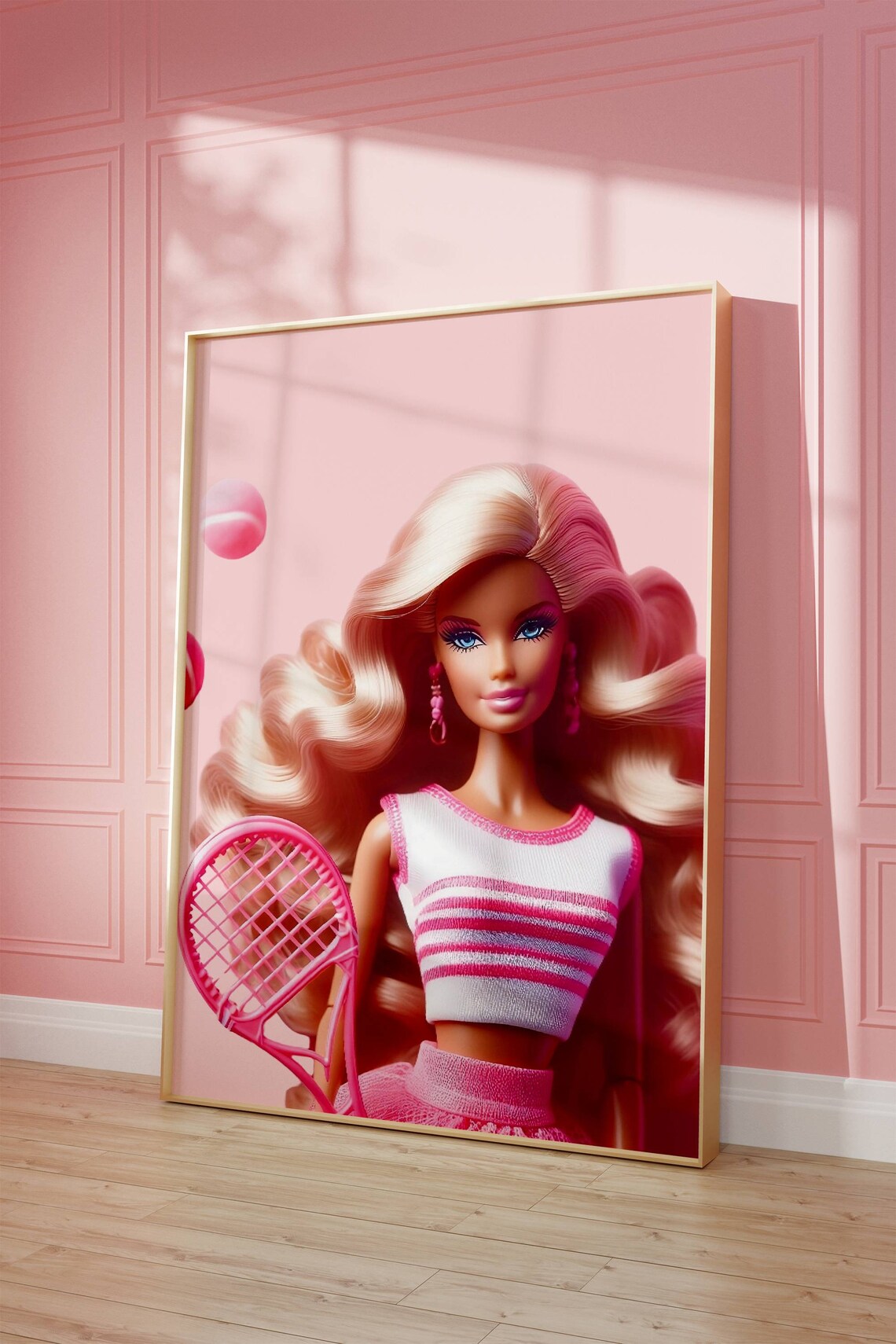 Tennis Girl Retro Fashion Doll Art Print