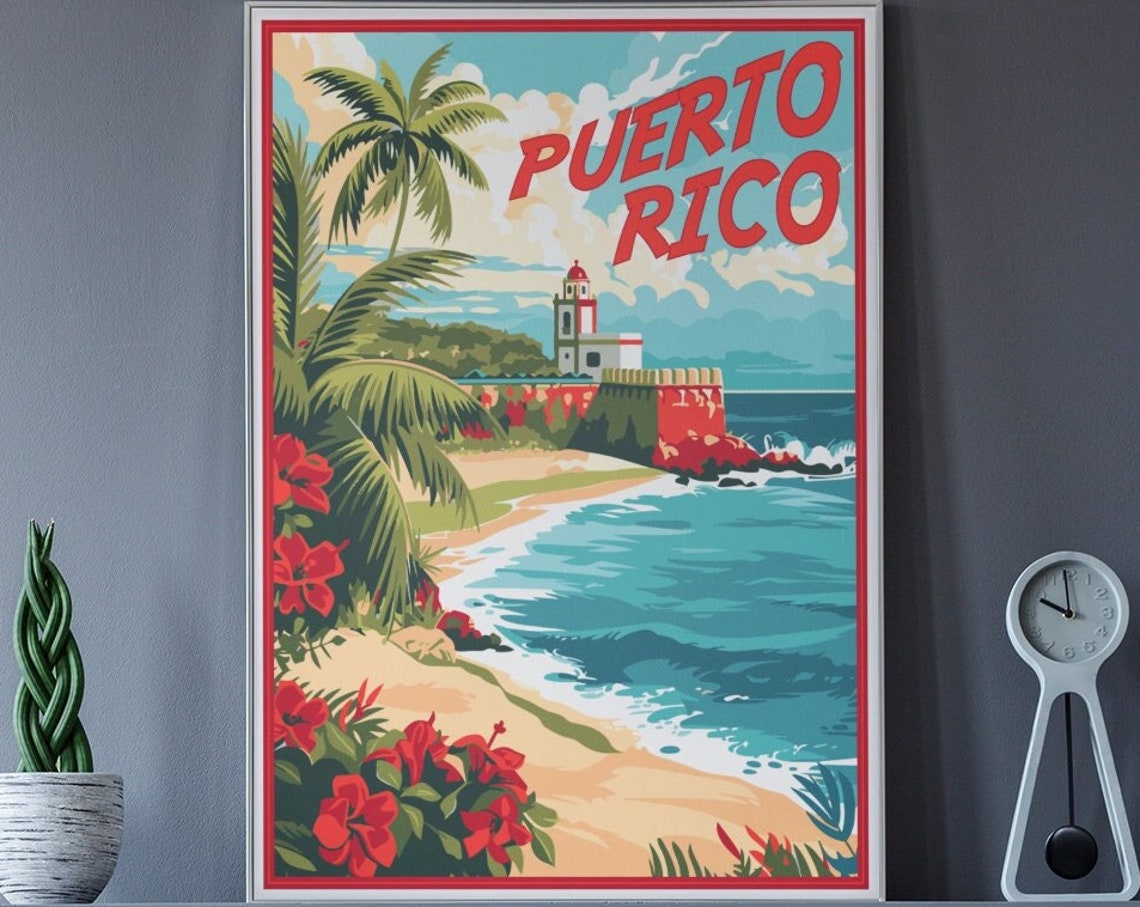 Puerto Rico Vintage Style Travel Poster Print