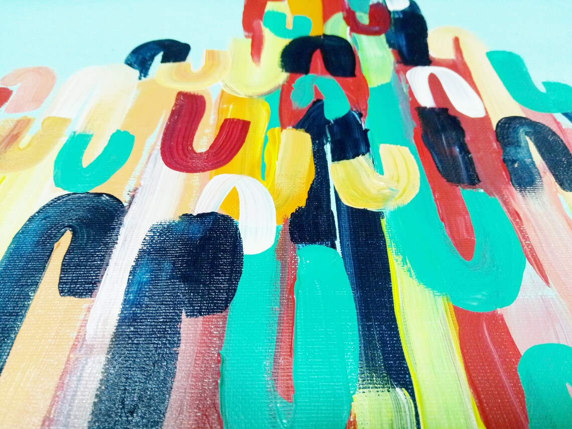 Rainbow Tree Painting, Modern Acrylic Art Print - Image 2