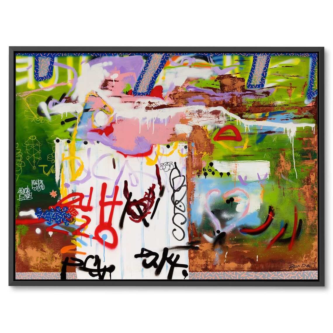 Green Graffiti Tags Pink Heart Urban Street Style Abstract Poster