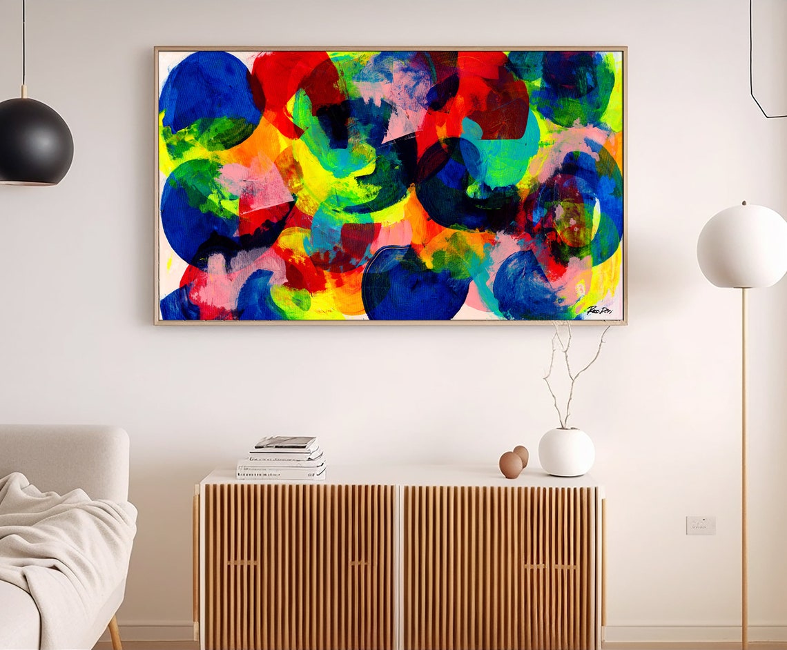 Vibrant Overlapping Colorful Circles Modern Abstract Wall Art - Image 4