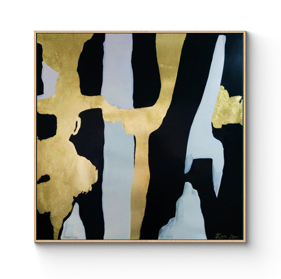 Ethereal Gold Leaf Black White Striking Minimalist Art Poster - Image 4