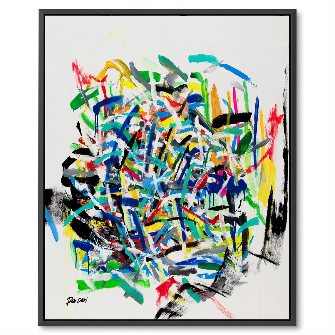 Magenta Burst Chaotic Brush Stroke Vertical Abstract Artwork Poster - Image 4