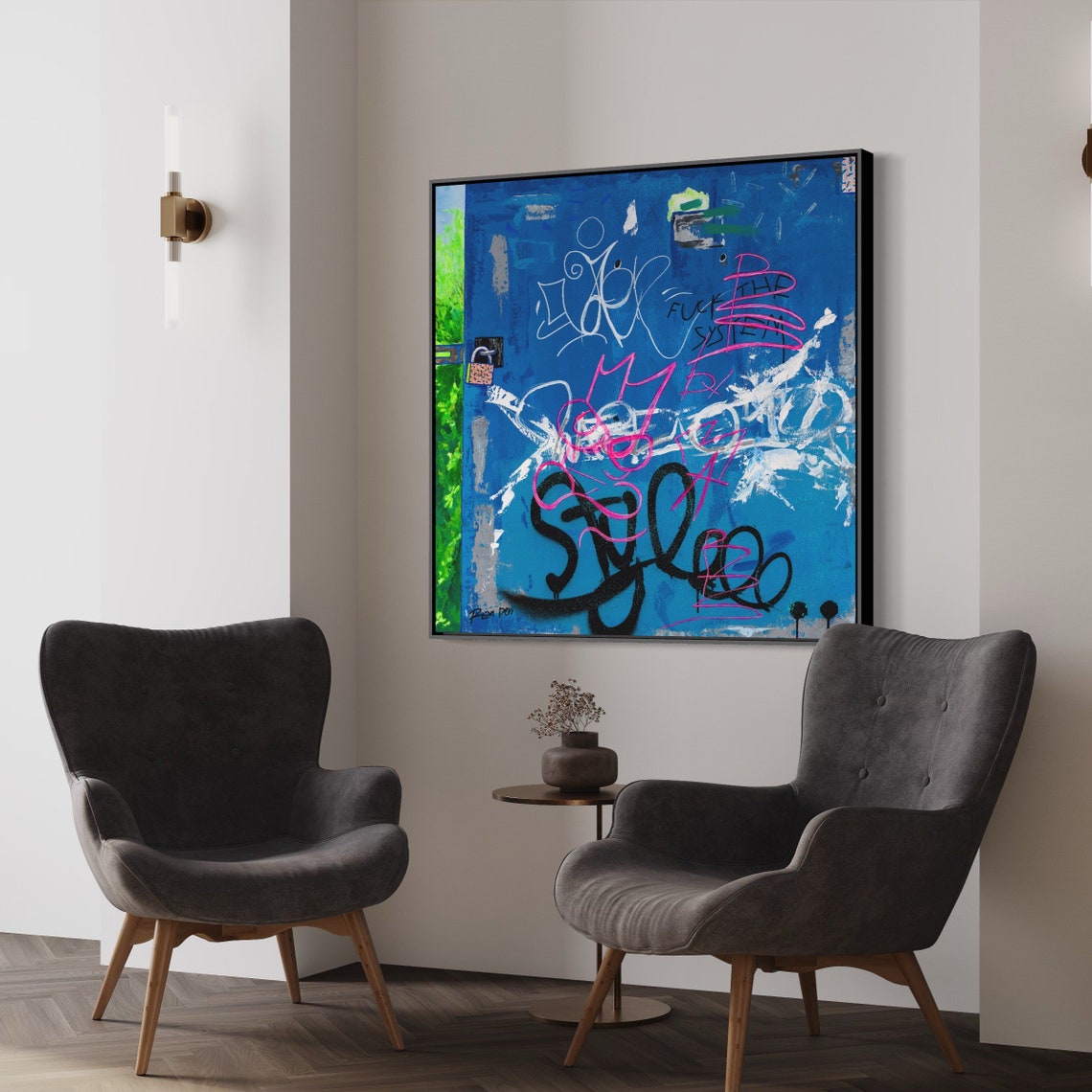 Blue Graffiti Protest Tags Rebel Urban Street Style Art Poster - Image 5