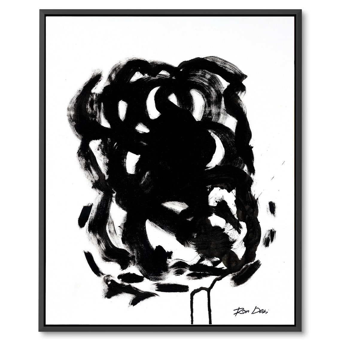 Black Ink Swirl on White Background Bold Minimalist Art Print - Image 5