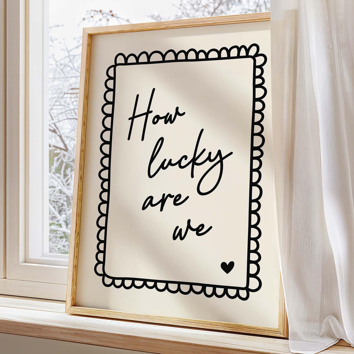 How Lucky Are We Handwritten Script Gratitude Quote Typography Poster