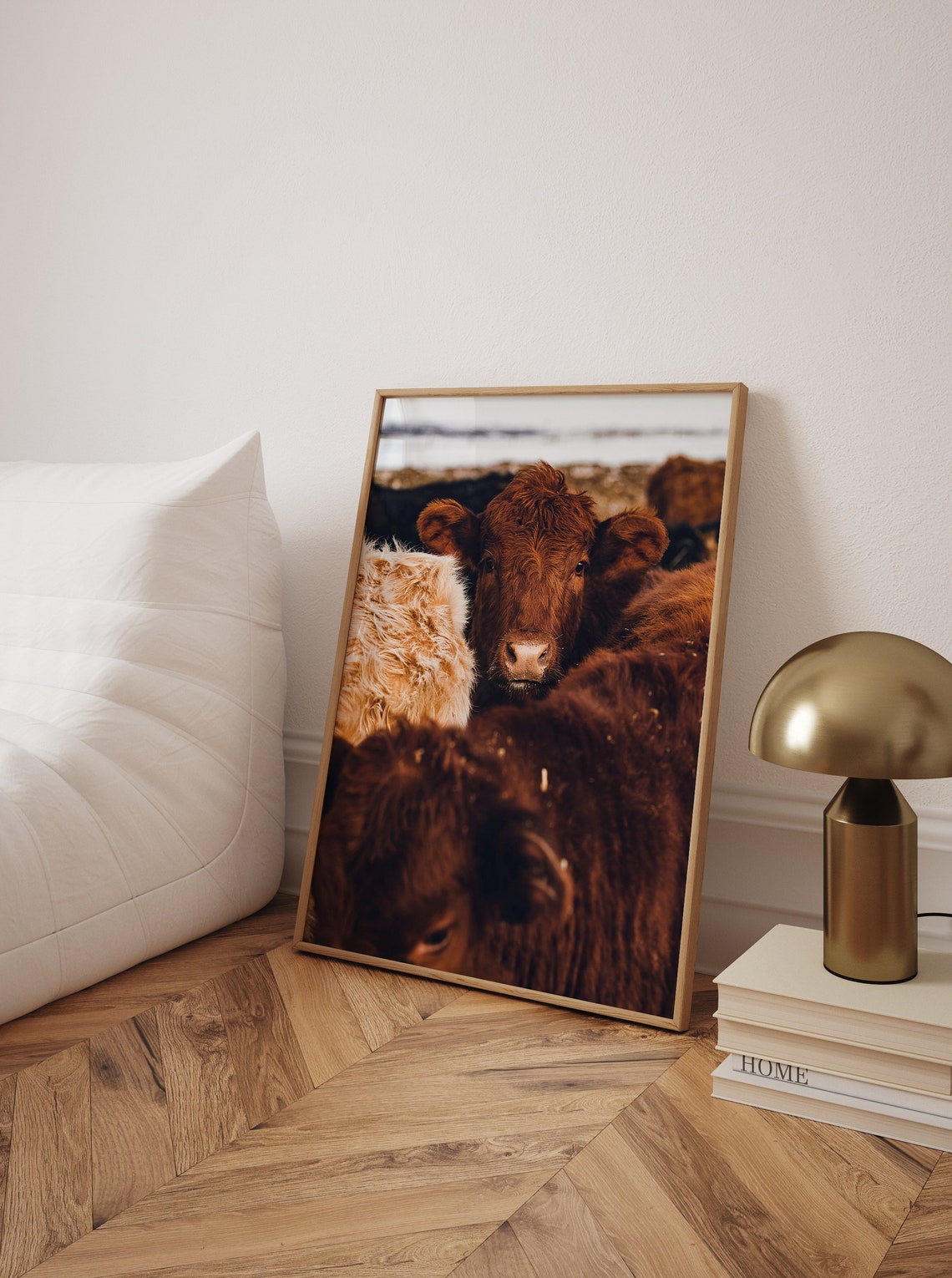 Highland Cow Peeking Over the Herd Funny Close Up Cattle Wall Art - Image 2
