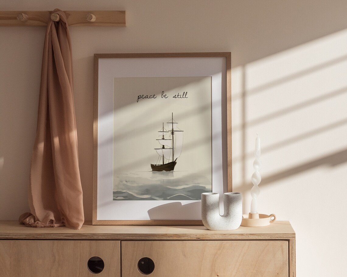 Peace Be Still Jesus Calms Storm Scripture Poster - Image 2
