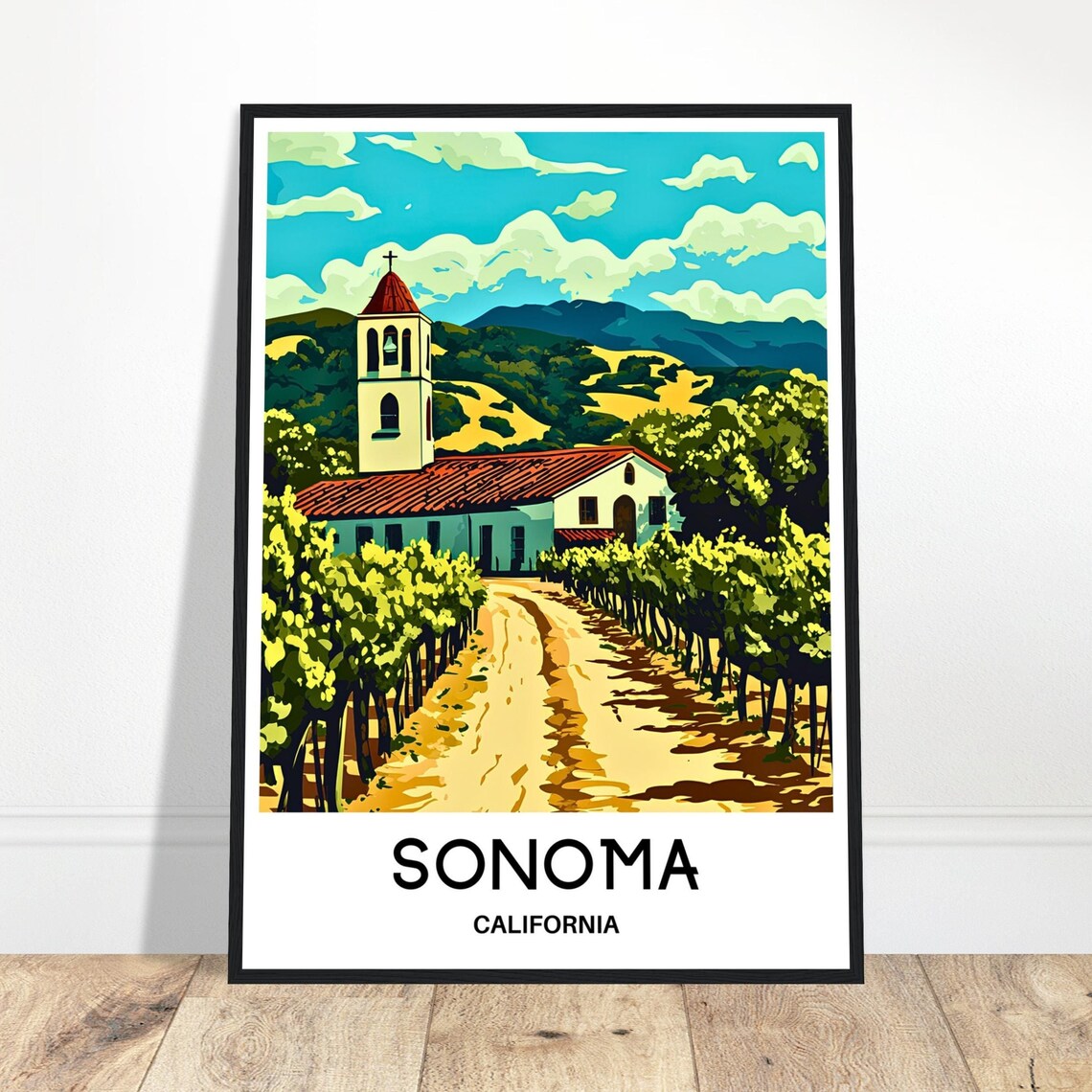 Sonoma Travel Print Poster Art Lover Gift Wall Hanging Illustration Home Office Decor