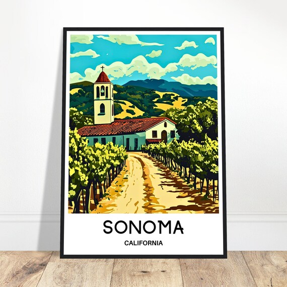 Sonoma Travel Print Poster Art Lover Gift Wall Hanging Illustration Home Office Decor