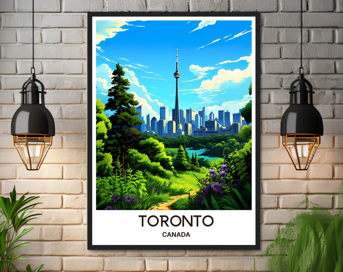 Toronto Canada Travel Poster with CN Tower Viewed Through a Green Park - Image 3