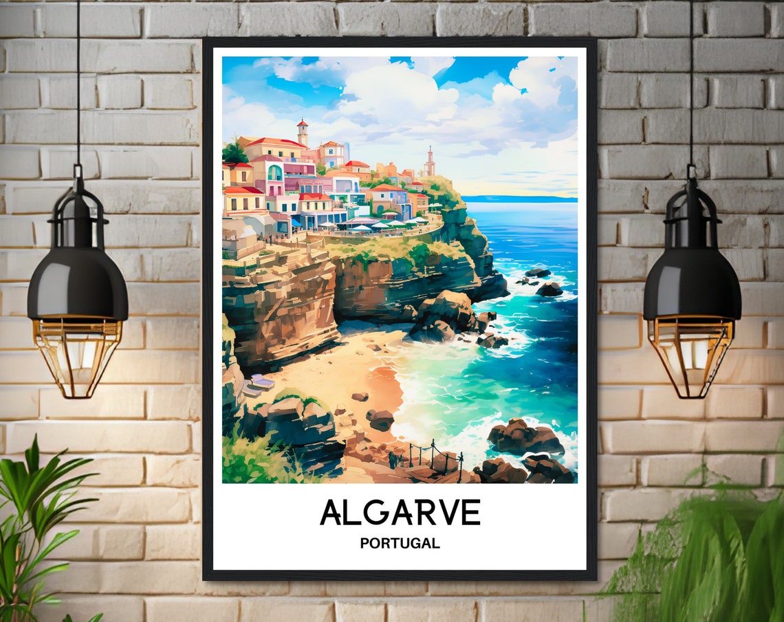 Algarve Watercolor Print Algarve Travel Poster Portuguese Art Print Portugal Lover Gift Algarve Watercolour Painting Illustration - Image 3
