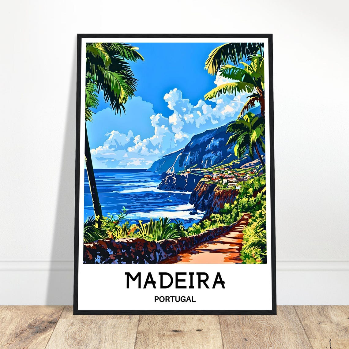 Madeira Portugal Dramatic Coastal Cliffs Ocean Travel Poster
