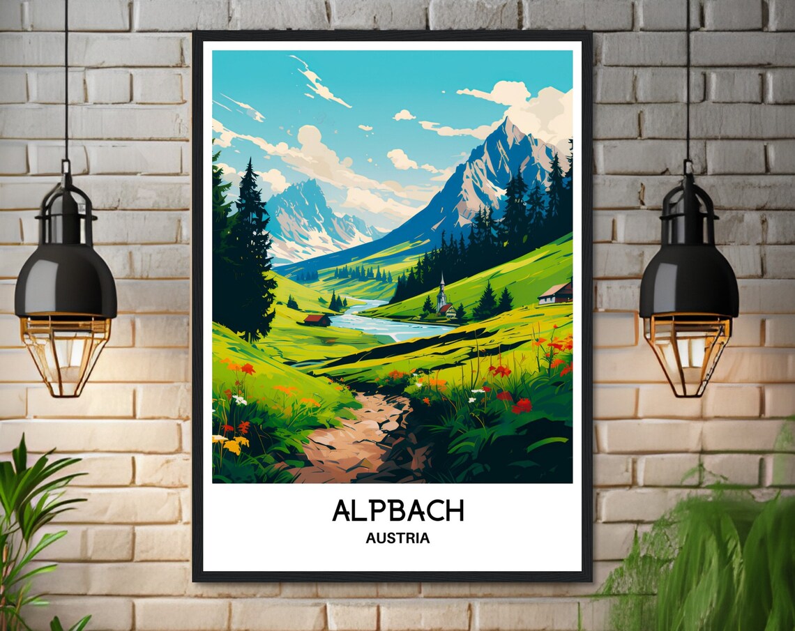 Alpbach Austria Alpine Meadow Wildflowers Mountain View Travel Poster - Image 3