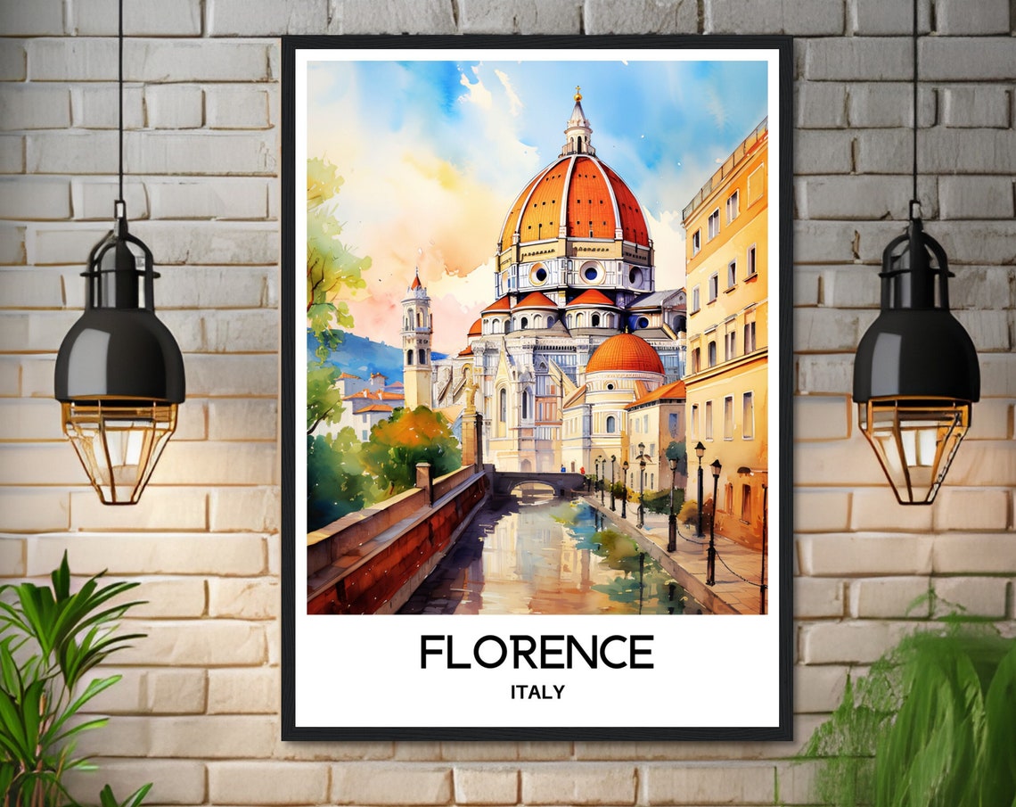 Florence Watercolor Print Florence Travel Poster Italian Art Print Italy Lover Gift Florence Watercolour Painting Florence Illustration - Image 3