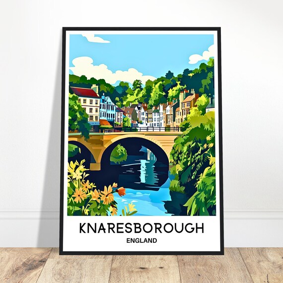 Knaresborough Travel Print Poster English Art England Lover Gift Wall Hanging Illustration Home Room Decor