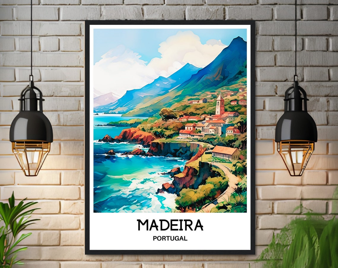 Madeira Watercolor Print Madeira Travel Poster Portuguese Art Print Portugal Lover Gift Madeira Island Watercolour Painting Illustration - Image 3