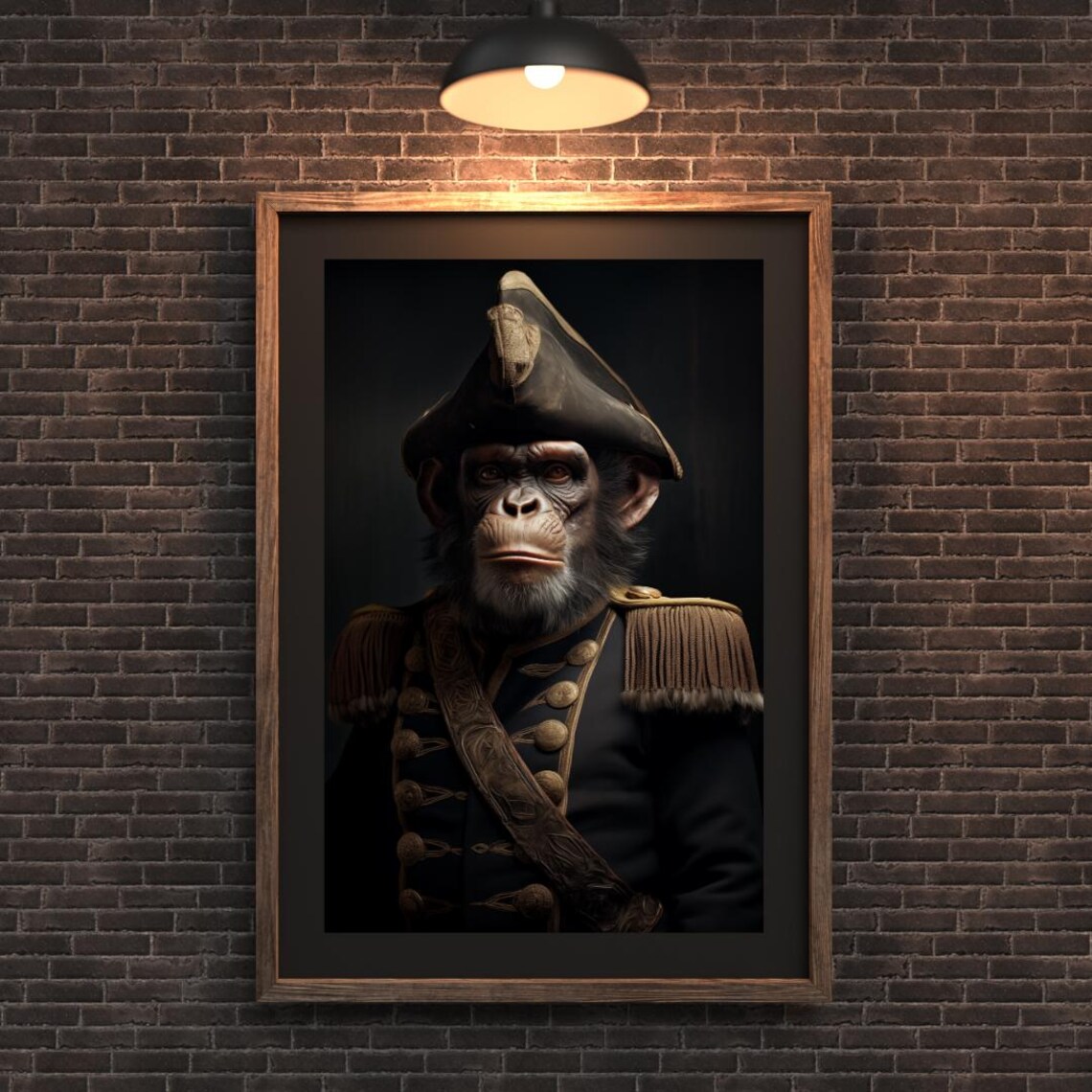 Chimpanzee Admiral Portrait Funny Animal Military Uniform Poster