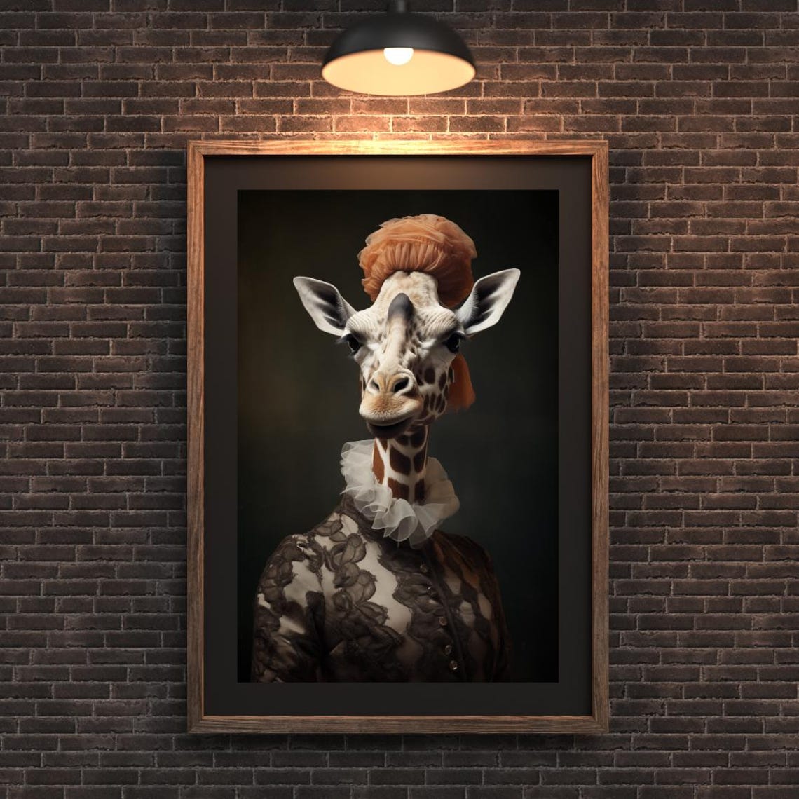 Victorian Giraffe In Lace Gown Anthropomorphic Portrait Poster