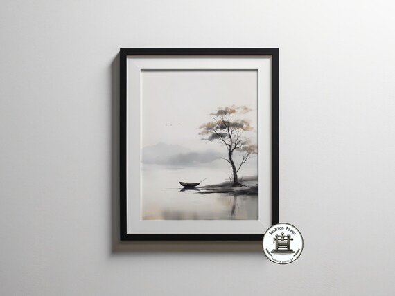 Wabi Sabi Boat Print Japandi Zen Wall Art