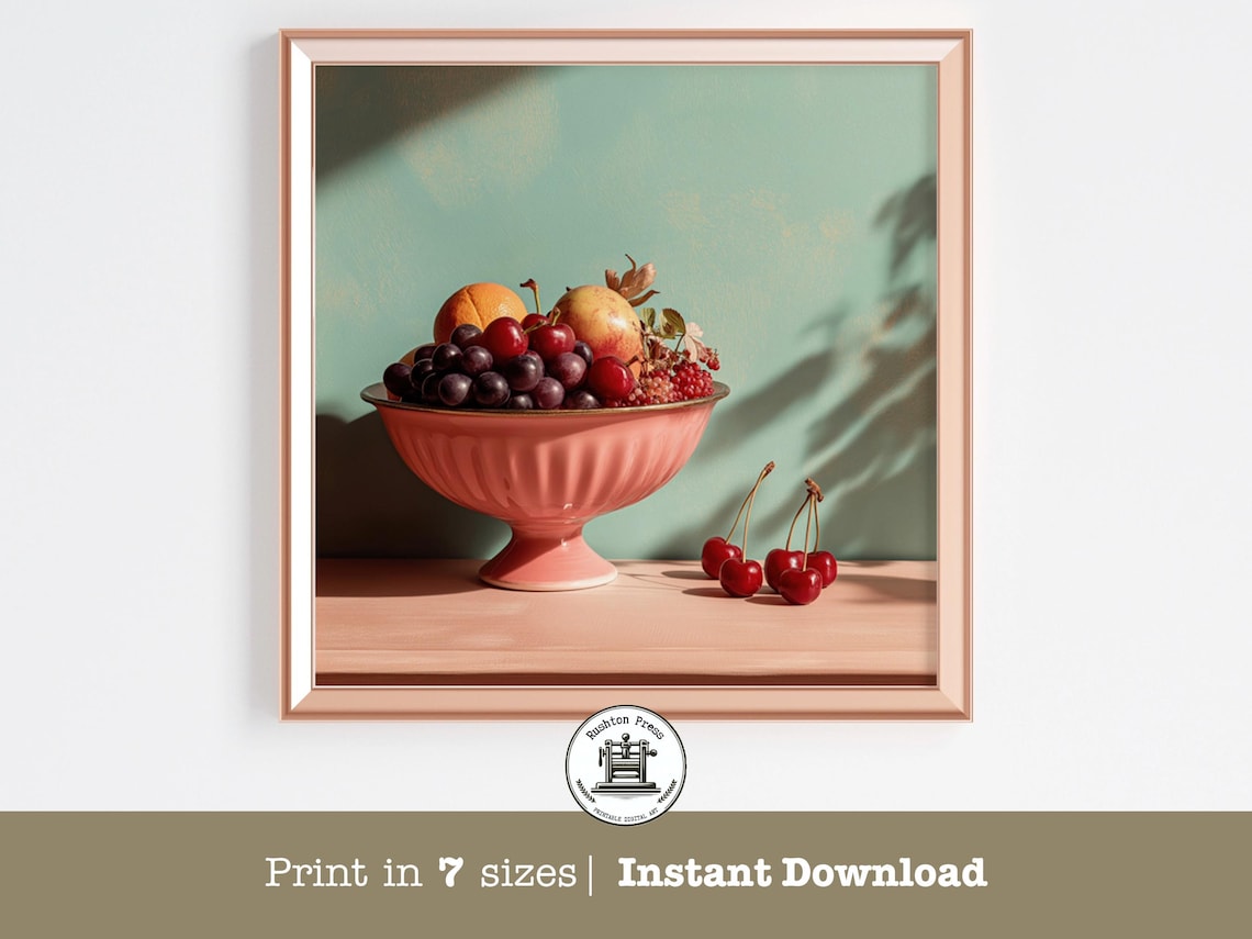 Retro Fruit Bowl Kitchen Vintage Still Life Art Print