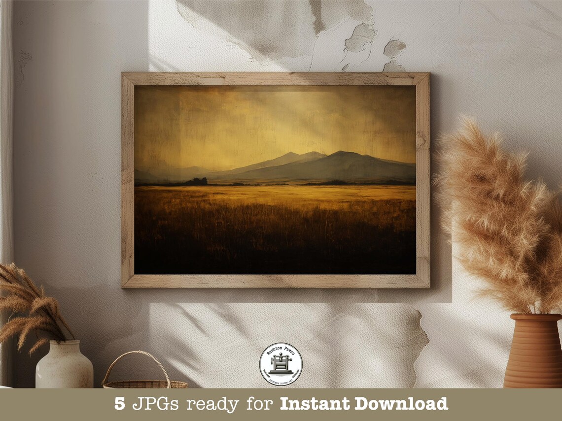Midwest Cornfield Sunset Art Print, Rustic Prairie Landscape