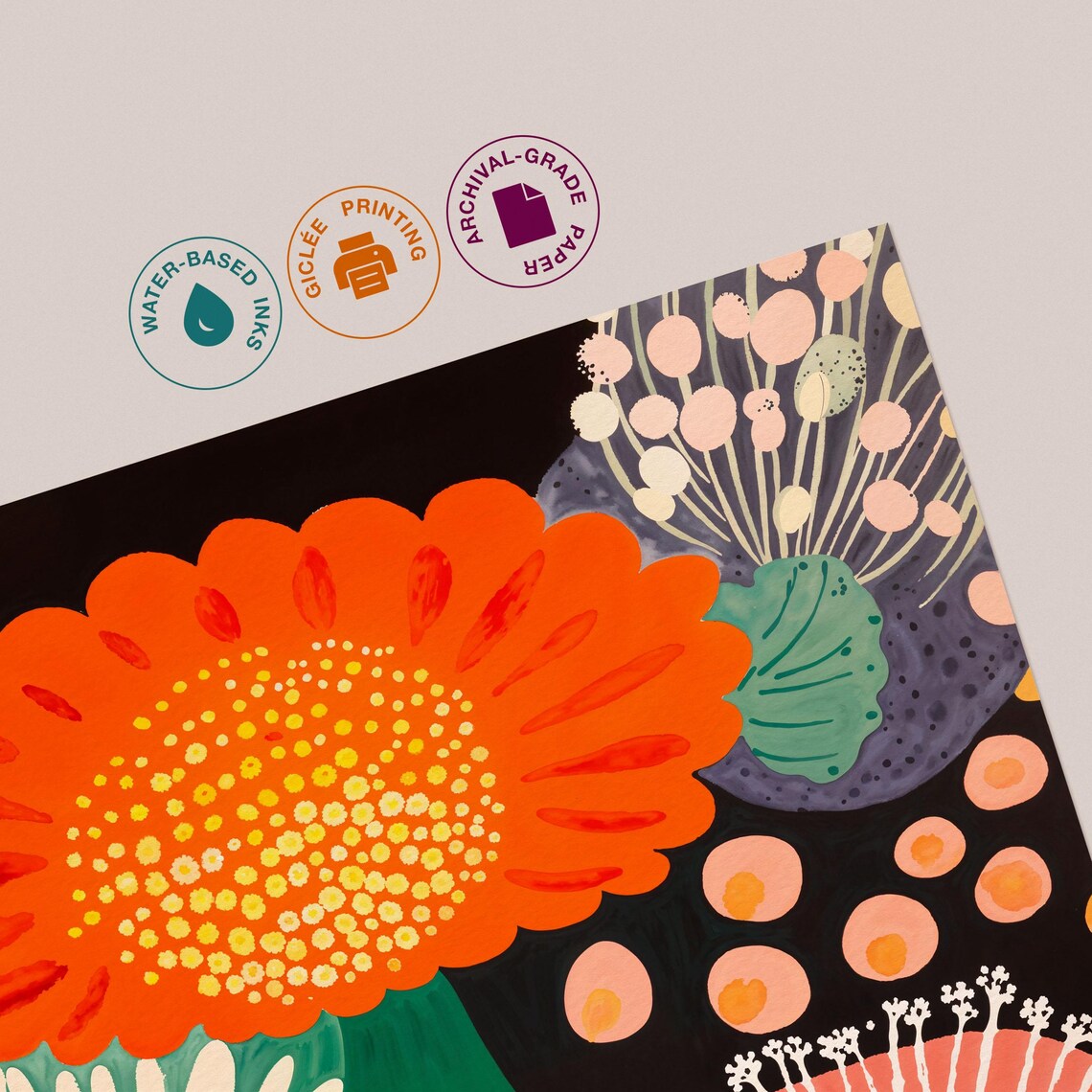 Yayoi Kusama Giant Orange Daisy Tropical Flower Garden Decor Poster - Image 3