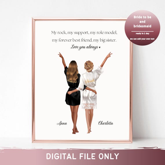Bride And Bridesmaid Robe Love You Always Big Sister Quote Poster