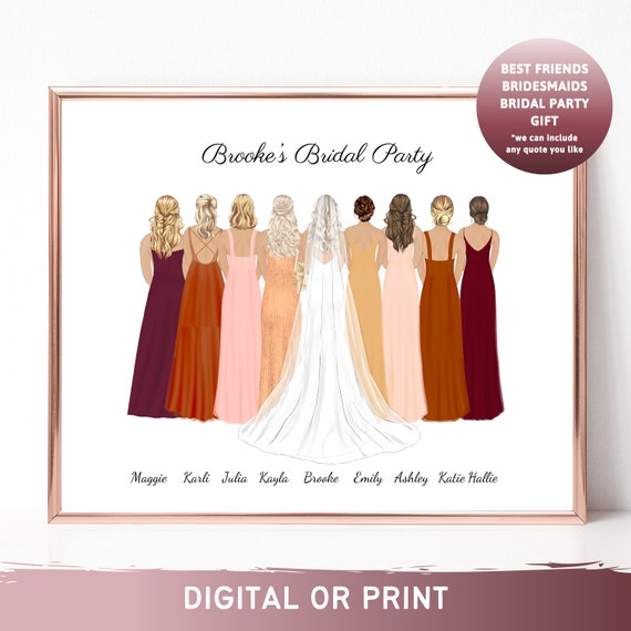 Brookes Bridal Party Nine Bridesmaids Custom Wedding Gift Poster