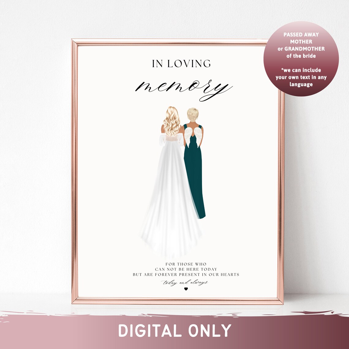 In Loving Memory Passed Away Mother of the Bride Angel Memorial Poster