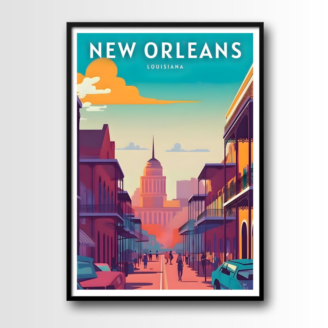 New Orleans Travel Poster New Orleans Wall Art Print New Orleans Travel Art Poster New Orleans Wall Art