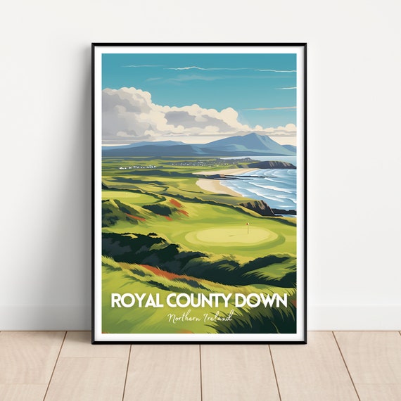 Royal County Down Travel Poster, Northern Ireland Golf