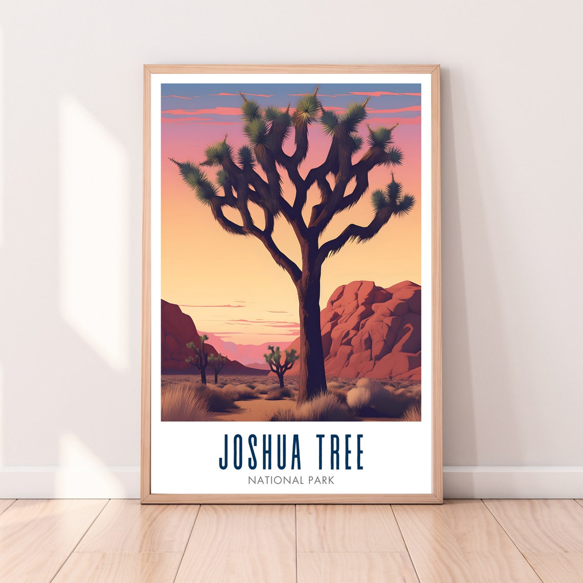 Joshua Tree National Park Desert Sunset Silhouette Travel Poster
