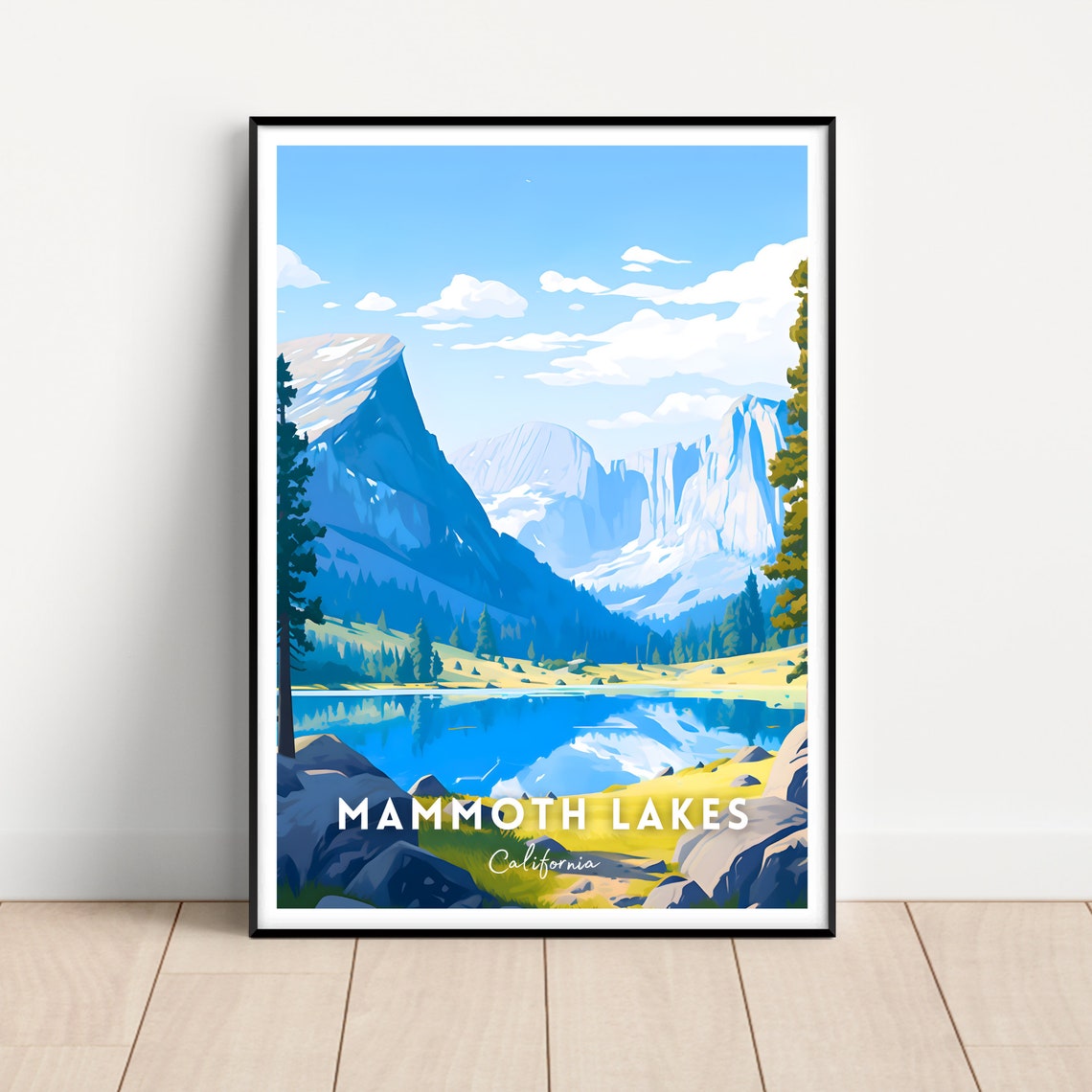Mammoth Lakes California Alpine Mountain Lake Retro Travel Poster