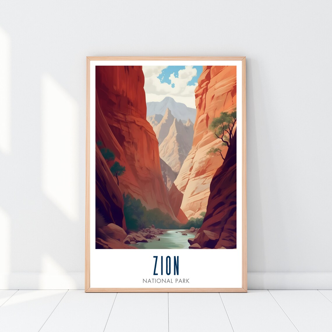 Zion National Park Red Rock Canyon Narrows River Hike Travel Poster - Image 2