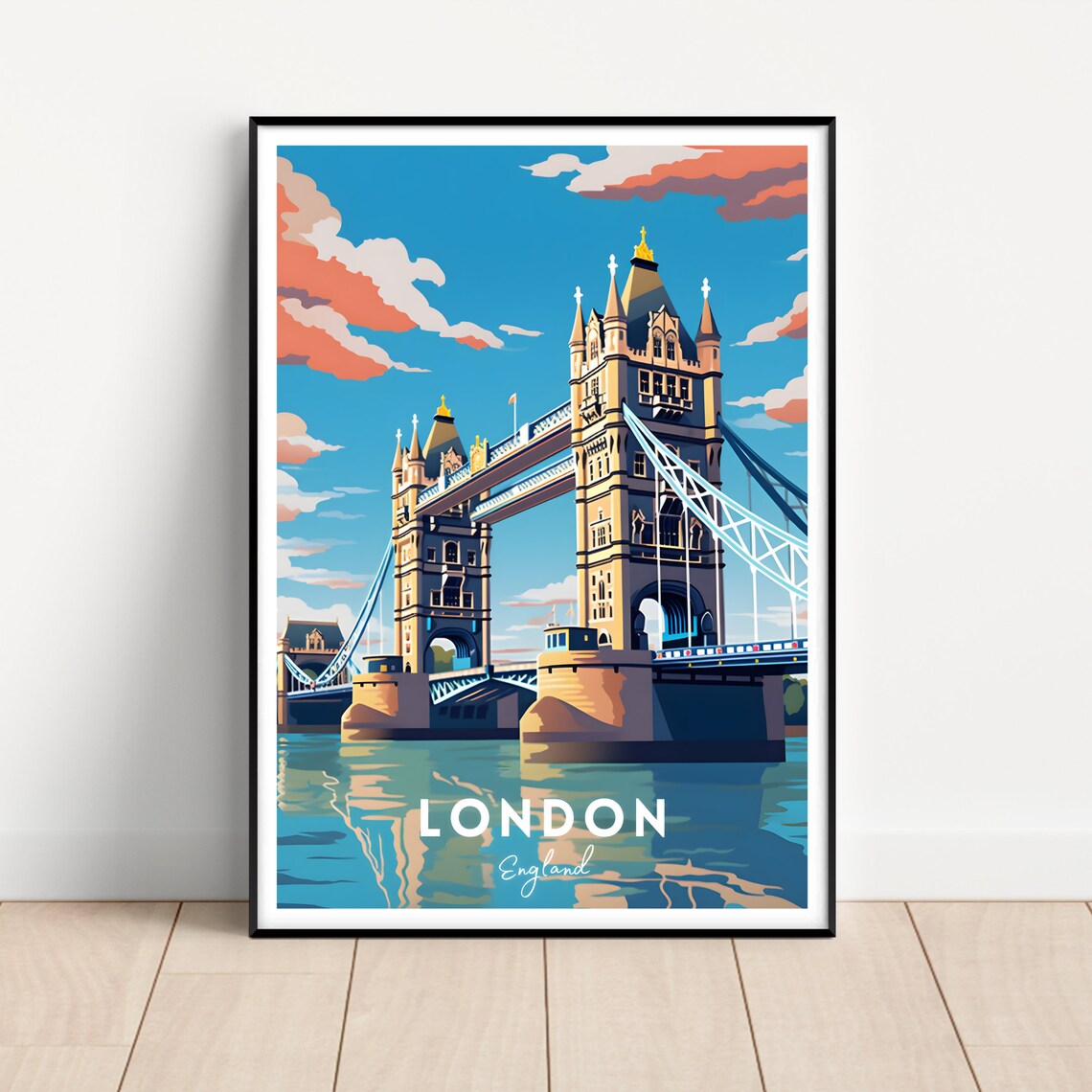 London Tower Bridge Travel Poster, Wall Art Print