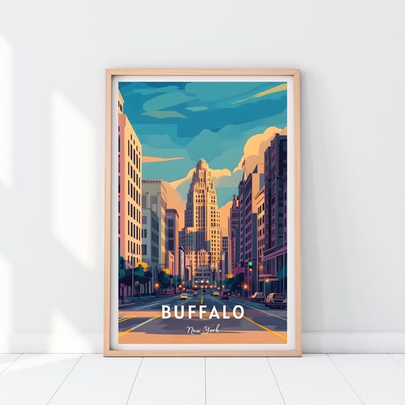 Buffalo Travel Poster Buffalo Print Buffalo New York Buffalo Wall Art Bills Highmark Stadium Travel Aesthetic New York Gift