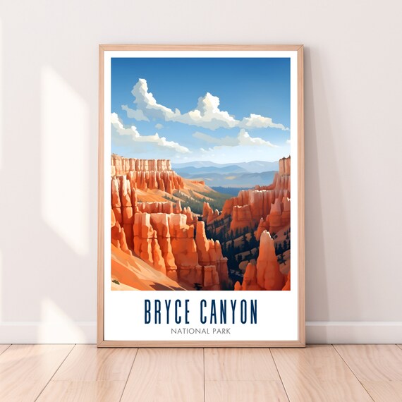 Bryce Canyon National Park Hoodoos Blue Sky Vista Travel Poster