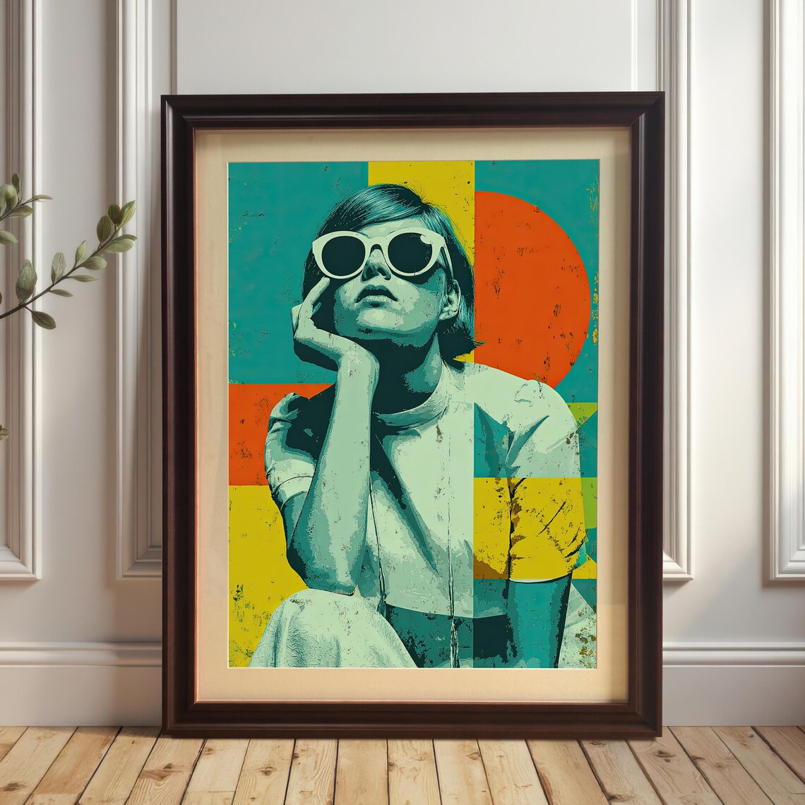 Modern Geometric Woman With Sunglasses Pop Art Portrait